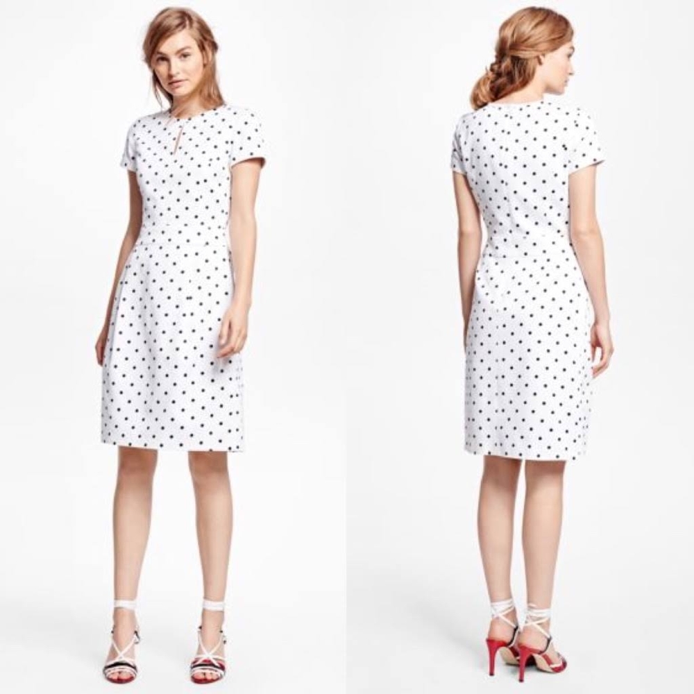 Brooks Brothers Red Fleece polka dot sheath dress size 8
